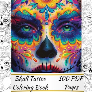 Sugar Skulls Coloring Pages for Adults &quot;PERFECT for, Dia de Los Muertos, Halloween, and just for fun, Sugar Skulls Digital Coloring Book