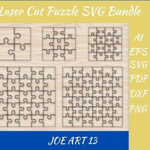 Laser Cut Puzzle SVG Bundle - DIY Jigsaw Puzzle Cut Files for Cricut, Glowforge, cNC - sVG, dXF, aI, ePS, pNG, PDF Digital Download