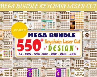 Mega Bundle Keychain Laser Cut | 550 Designs | sVG, dXF, pNG, aI, pDF, EPS, JPG | Cricut, Silhouette, Glowforge, CNC Cutting Files, easter