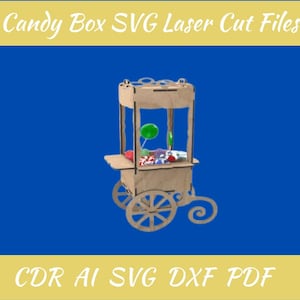 Pliki SVG do cięcia laserowego Candy Box – drewniane pudełko na prezent, urodziny dla dzieci, święta, rocznica, wzór CNC, pliki Glowforge, kosz na cukierki DIY
