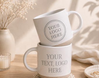 Custom Logo Engraved Pottery Mug, Personalized Logo Engraving Mug, Custom Company Logo Coffee Mug, Business Corporate Gifts, Custom Text Cup