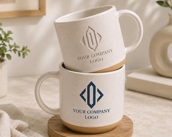 Custom Logo Engraved Pottery Mug, Custom Logo Engraving Mug, Personalized Company Logo Coffee Mug, Business Corporate Gift, Custom Text Cup
