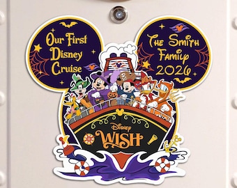 Custom Mickey Cruise Halloween Magnet, Halloween On The High Seas Magnet, Mickey & Friends Cruise Door Magnet, Wish Fantasy Magic Magnet