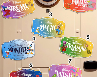 Imanes personalizados de Disney para la familia y cruceros, para la puerta del camarote de un crucero de Disney Cruise Line, viaje en crucero familiar, Wish Magic Dream Fantasy