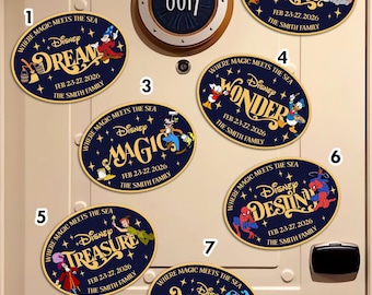 Imán personalizado para la puerta del camarote de un crucero familiar de Disney, imán para la puerta del barco de Disney Cruise Line, viaje en crucero familiar, deseo, magia, sueño, fantasía