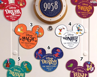Personaliza la puerta del camarote de tu crucero Disney Family & Cruise, imán para la puerta del barco de Mickey Cruise Line, viaje en crucero familiar, Wish Magic Dream Fantasy