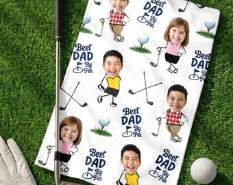 Toalla de golf personalizada con foto de niño, regalo para amantes del golf, toalla de golf para niños, regalo para él, regalo para papá, regalo de golf personalizado con nombre para el Día del Padre, el mejor papá según Par