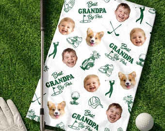 Toalla de golf personalizada con foto para niños, toalla con foto de mascota, toallas de golf "El mejor papá por par", regalo del Día del Padre para papás golfistas, regalos para amantes del golf