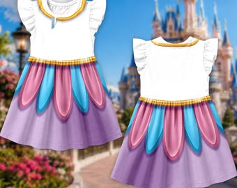 Halloween Chip Potts Beauty And The Beast Costume Ruffle Dress, Mrs Potts Dress, Mrs. Teapot Cosplay Costume, Belle Princess Dress