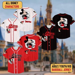 Custom Cute Mickey Mouse Baseball Jersey, Custom Mickey Group Jersey, Cartoon Baseball Team, Mickey Mouse Birthday, Gift for Mickey Fans