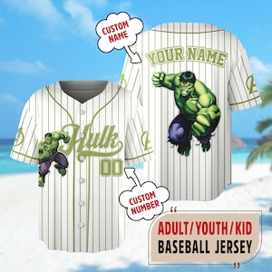 Personalized Hulk 2 Baseball Jersey, Hulk Superhero Jersey, Super Hero Baseball Jersey Team Birthday Gift