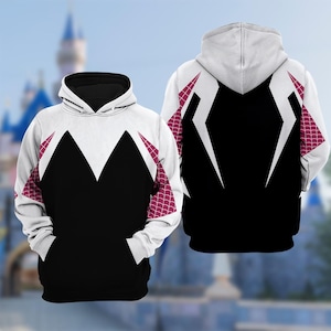 Spider Halloween Costume Hoodie, Gwen Stacy Cosplay Costume Sweatshirt, 3D Halloween Party Outfit, Super Hero All Over Print Hoodie image 1