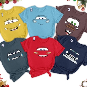 Cars On The Road Shirts, Funny Cars Face Matching Shirt For Family Vacation, Cars Animated Sport Comedy Group Costume For Groups