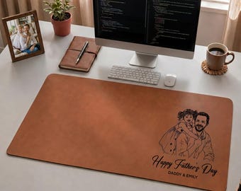 Alfombrilla de escritorio personalizada con dibujo lineal de papá e hijo, "Papá, te queremos", regalo del Día del Padre para el esposo, alfombrilla de escritorio con foto de papá y alfombrilla de ratón.