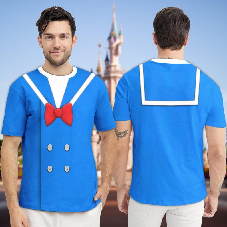 Donald Duck Unisex Shirt, Animated Duck Blue Suit 3D Costume Cosplay T-Shirt, Mouse's Friend Halloween Costume For Family Group T Shirt bild 1