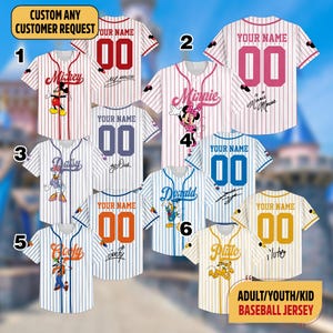 Personalized Disney Mickey Mouse Baseball Jersey, Mickey Mouse and Friends Kids Youth Adult Baseball Team, Disneyland Family Trip Shirt