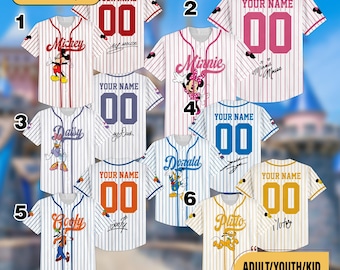 Personalized Disney Mickey Mouse Baseball Jersey, Mickey Mouse and Friends Kids Youth Adult Baseball Team, Disneyland Family Trip Shirt