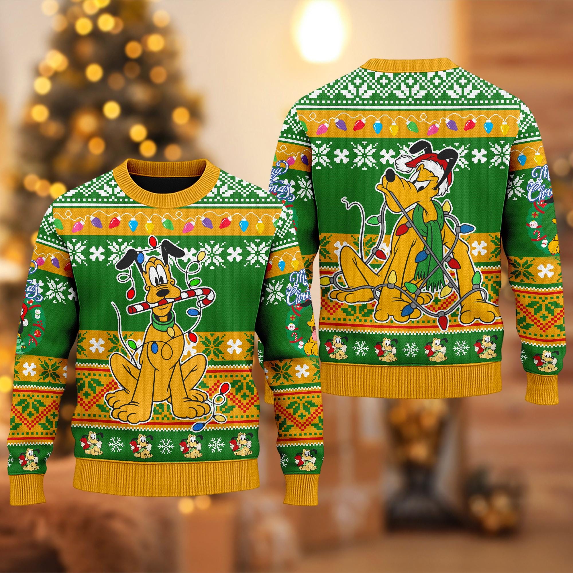 Discover Disney Pluto Ugly Christmas Sweater, Mickey Mouse Movie Xmas Sweatshirt, Pluto Dog Character Christmas Gift For Men Women Kid