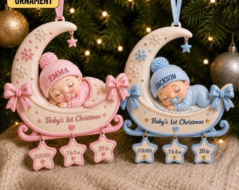 Personalized Baby's First Christmas 3D Acrylic Ornament, Custom Baby Name 2026 Ornament, Baby Newborn Christmas Keepsake, New Parents Gift
