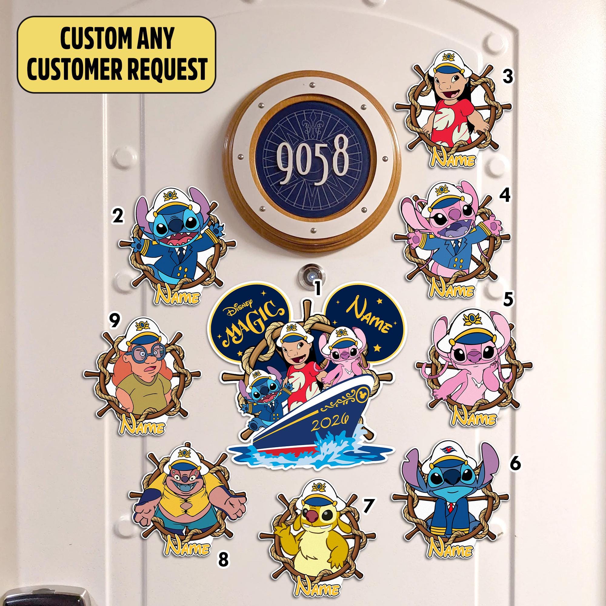 Stitch In Ship Custom Lilo and Stitch DN Cruise Magnet, Ohana Means Family Stitch ...