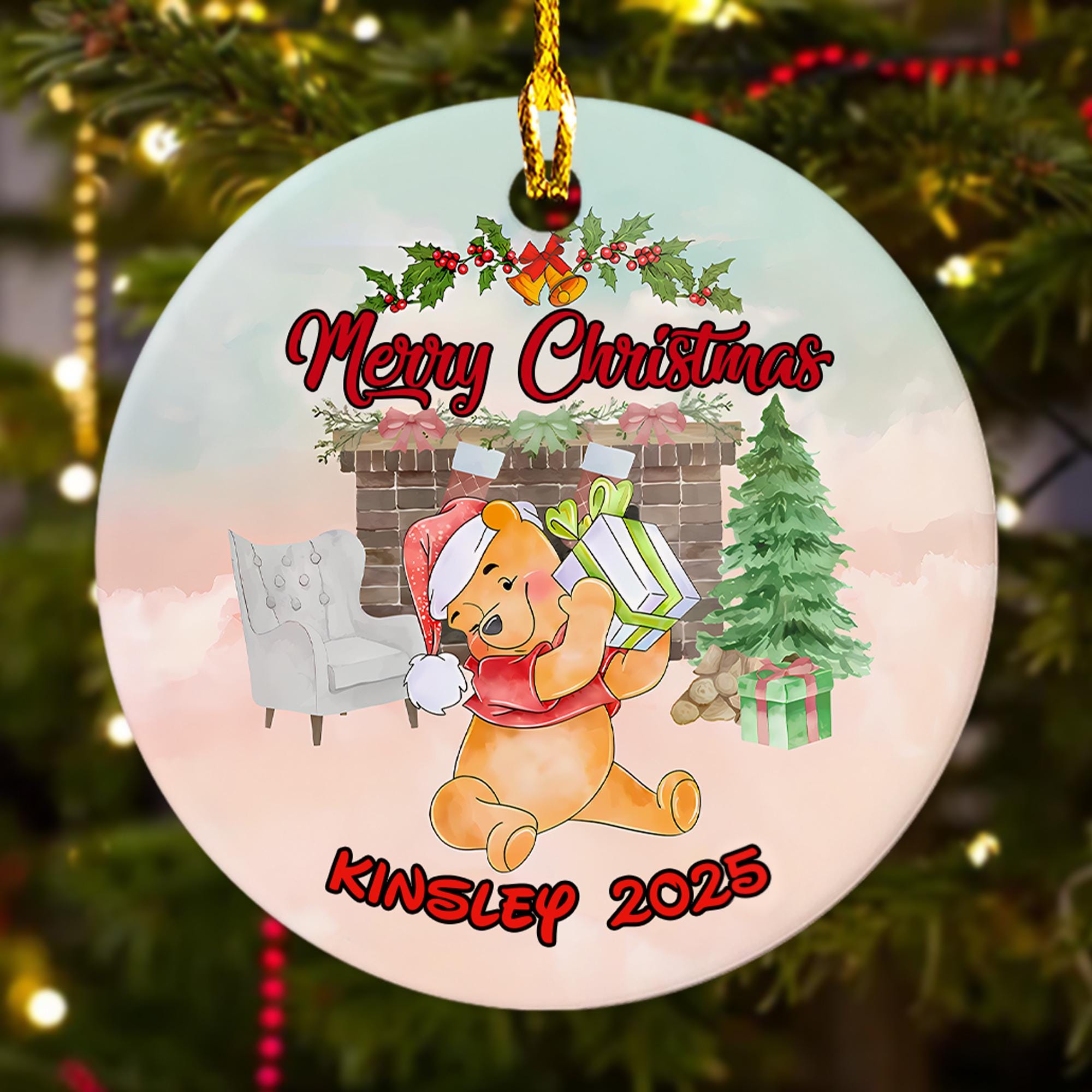 Discover Personalized Pooh Christmas Ornament, Winnie the Pooh Xmas Gift, Disney Christmas Keepsake