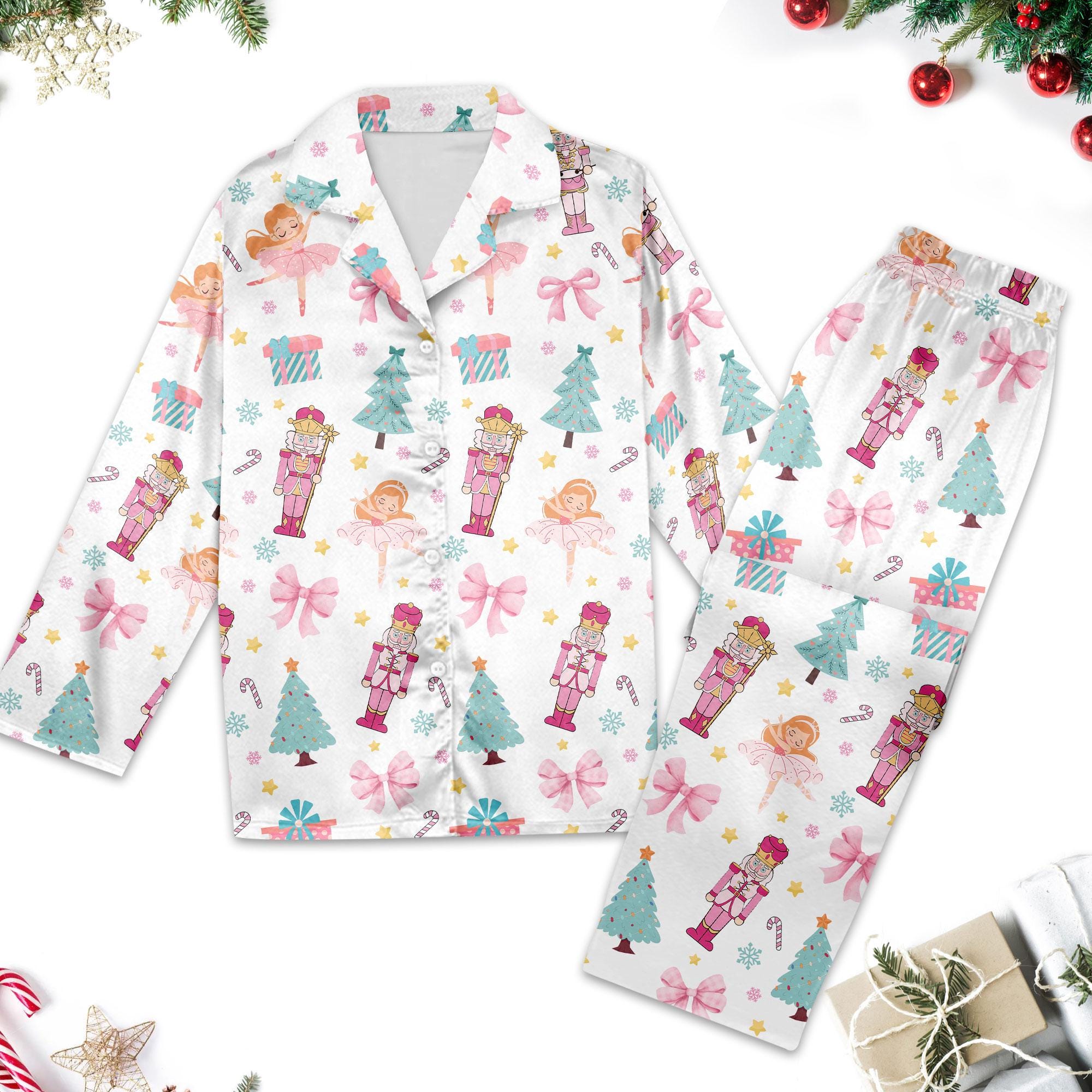 Discover Nutcracker Coquette Christmas Pajamas Set, Pink Fairy Holiday Pajamas, Nutcracker Ballet Xmas Pyjamas Set, Nutcracker Christmas Party Gift