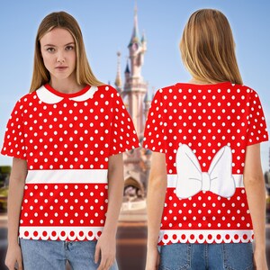 Minnie Mouse 3D Costume Cosplay T-Shirt, Minnie Halloween Shirt, Mickey Minnie All Over Printed Trip Shirt, Minnie Mouse Birthday Girl Gift 画像 1