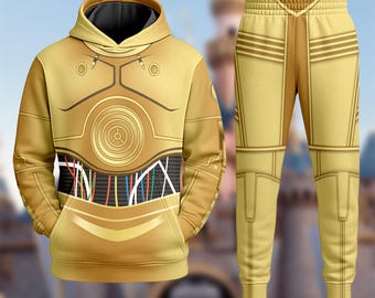 Camisa de cosplay de C3-PO, sudadera con capucha de C3PO de Star Wars, camiseta deportiva con estampado 3D, atuendo inspirado en guerreros de Star Wars
