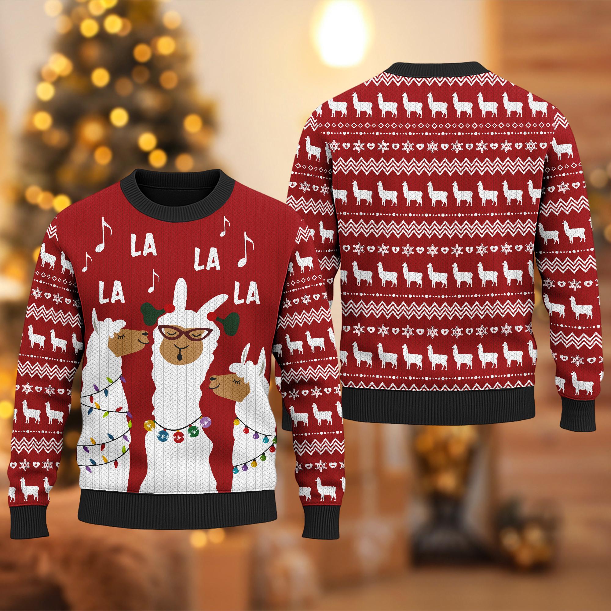 Discover Three Llamas Singing Ugly Christmas Sweater, Llama La La La Xmas Sweatshirt, Christmas Gift For Men Women Kid, Merry Christmas Jumper