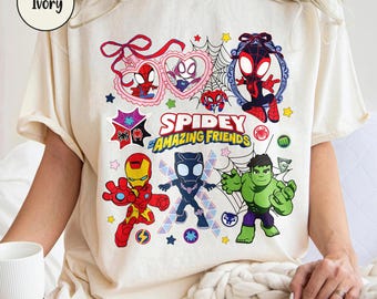 Camiseta de Spidey y sus increíbles amigos, Camiseta de Spidey de Comfort Colors, Camiseta de Spiderman, Camisetas de Marvel Miles Morales, Regalos de superhéroes Spidey