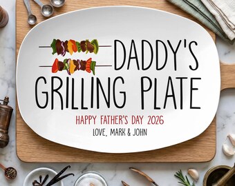 Plato para asar de papá, bandeja personalizada para servir, regalo del Día del Padre de parte de los hijos, regalo para papá amante de la barbacoa, regalos para papá maestro de la parrilla