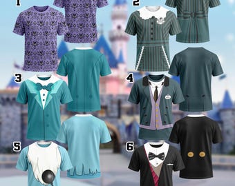 Madame Hitchhiking Costume T-Shirt, Haunted Mansion Cosplay Costume Shirt, Characters Cosplay Tee, Halloween All Over Print Tee