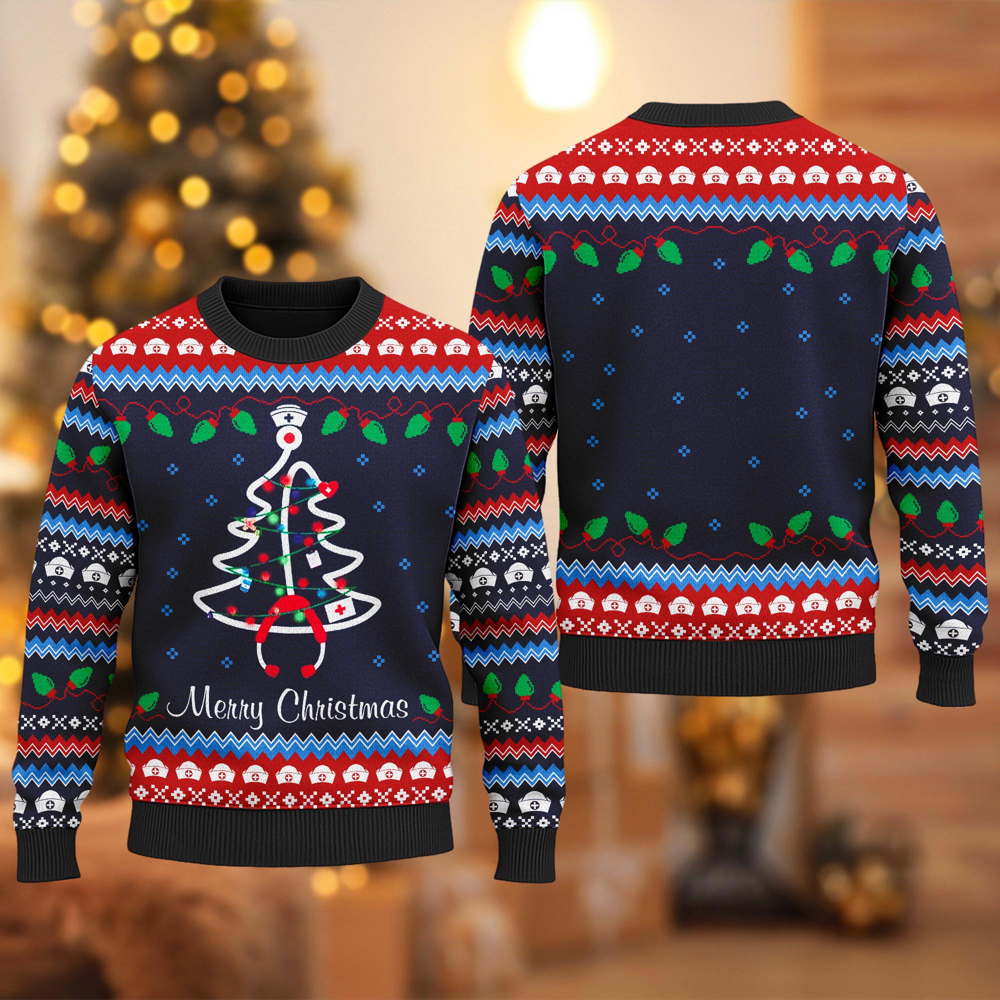 Discover Nurse Ugly Christmas Sweater, Nursing Christmas Sweatshirt, Merry Nursemas Xmas Party Sweater, Doctor Christmas Gift For Men Women