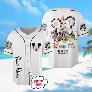 Custom Mickey and Friends Baseball Jersey, Personalized Minnie Baseball Teams Gift, Mickey Trip Jersey, Gift for Kids, Magic Kingdom Shirt
