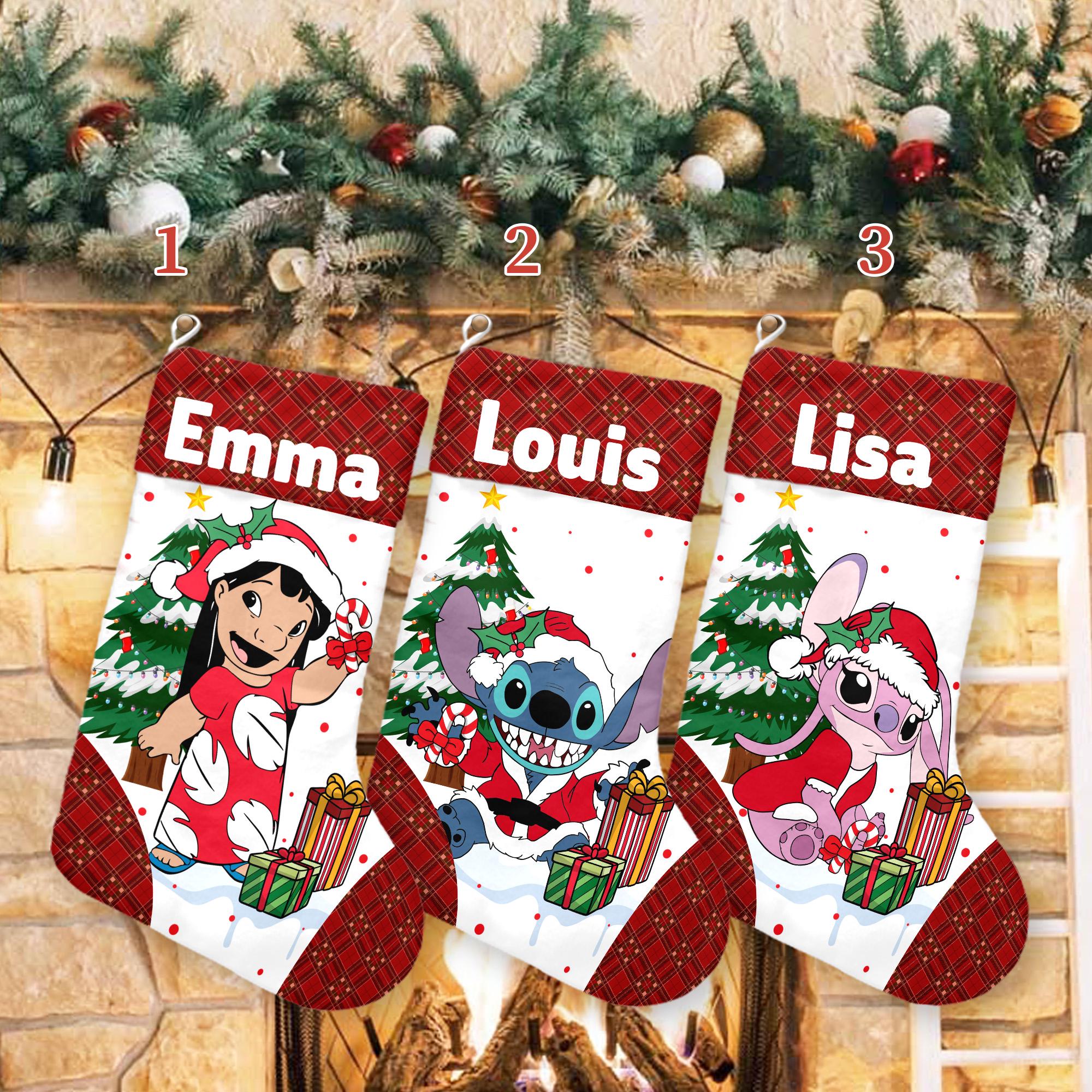 Discover Custom Stitch Xmas Stocking, Lilo & Stitch Christmas Stockings, Lilo Stitch Angel Christmas Socks Home Decoration, Disney Stockings