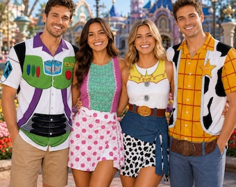 Halloween Toy Story Costume Matching Outfits, Woody Buzz Lightyear Halloween Costume Cosplay, Jessie Bo Peep Wrap Skort Dress, Toy Story Tee