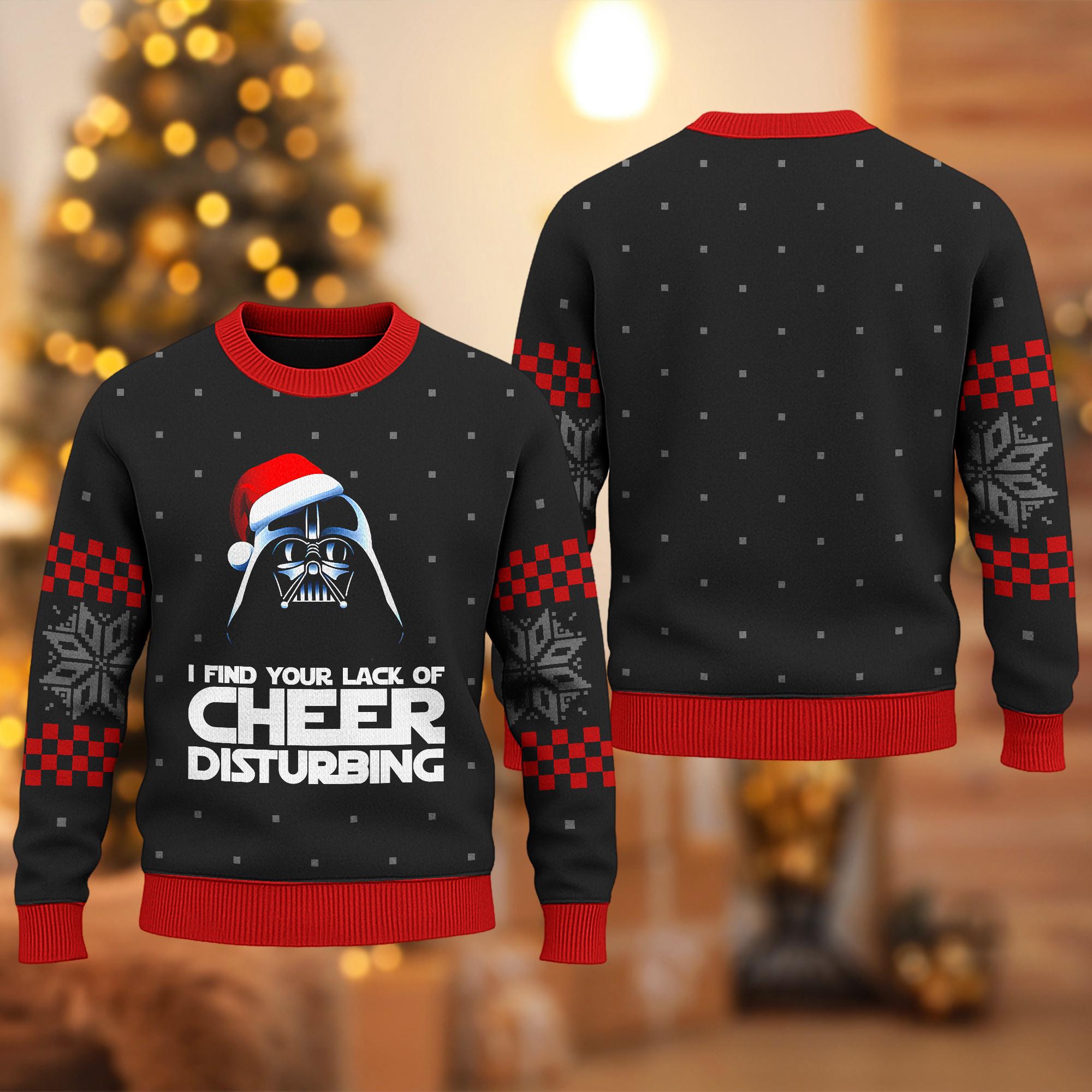 Discover I Find Your Lack of Cheer Disturbing Ugly Christmas Sweater, Marvel Xmas Sweatshirt, Star Wars Christmas Gift For Men Women Kid