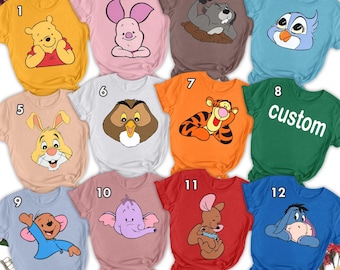 Pooh And Friends Outfit, Halloween Costume For Family Group T Shirt, Winnie the Pooh Character Costume Shirt, Adorable Animal Group Shirt