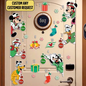 Personalized Disney Christmas Cruise Magnet, Very Merrytime Cruises Mickey Minnie Mouse Cruise Christmas Stateroom Door, Disney Xmas Magnets