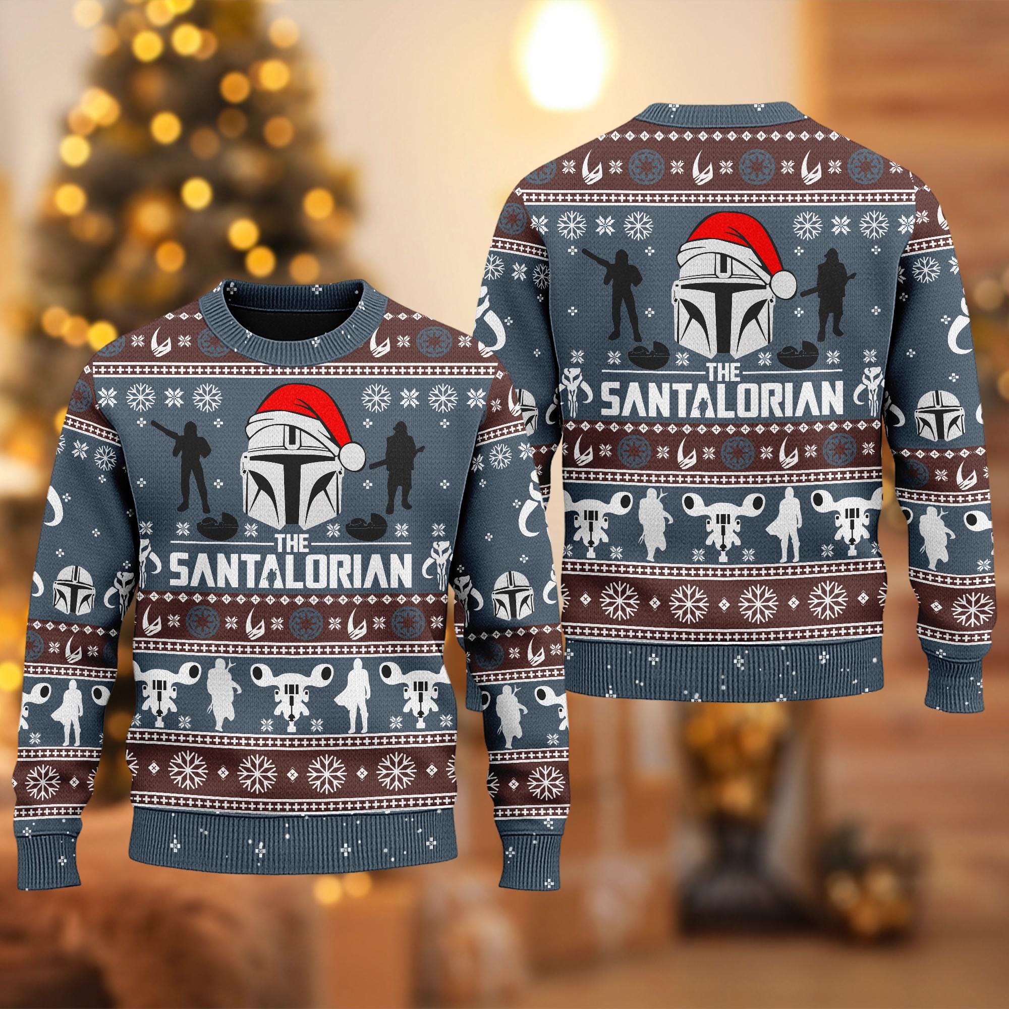Discover The Santalorian Ugly Christmas Sweater, Star Wars Xmas Sweatshirt, Marvel Christmas Gift for Men Women kid, The Mandalorian Sweater