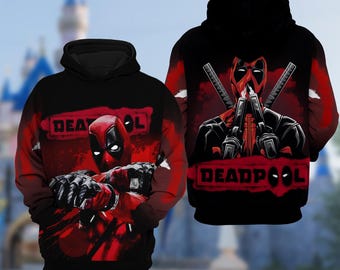 Superhero Deadpool Hoodie, Deadpool & Wolverine Movie 3D Adult T-shirt Hoodie, Deadpool All Over Print Shirt, Deadpool Hoodie Gift