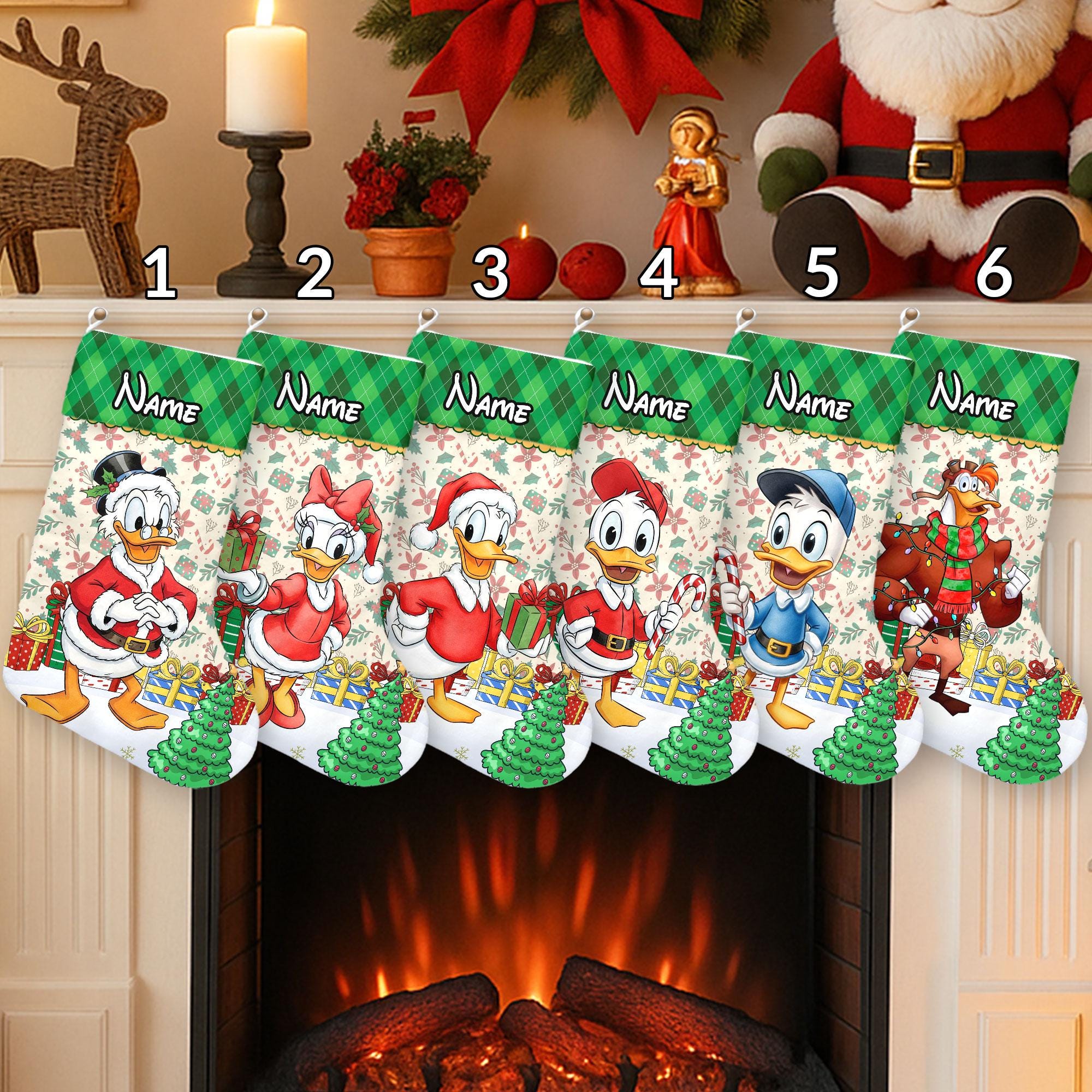 Discover Personalized DuckTales Disney Christmas Stockings, Daisy Donald Scrooge McDuck Dewey Stockings, Disney Huey and Louie Family Christmas Gifts