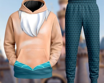 King Triton Costume Cosplay 3D T-Shirt, The Little Mermaid Dad Costume Hoodie, King Triton Men Tee, Ocean Dad Halloween Sweatshirt