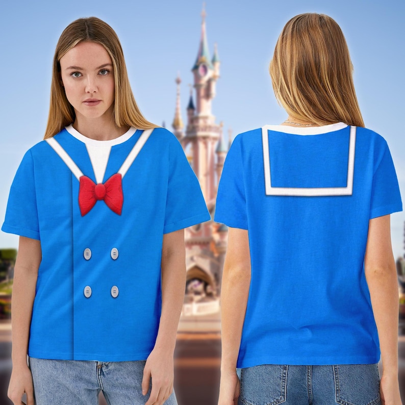 Donald Duck Unisex Shirt, Animated Duck Blue Suit 3D Costume Cosplay T-Shirt, Mouse's Friend Halloween Costume For Family Group T Shirt bild 3