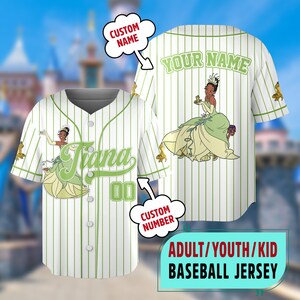 Custom Tiana Princess Baseball Jersey, Custom Name Princess Kid Youth Adult Jersey, Tiana Princess Baseball Jersey Outfit