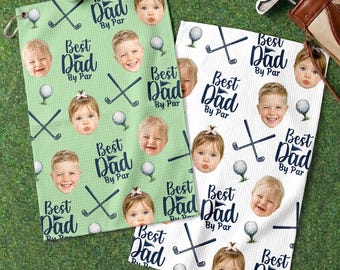 Custom Golf Towel With Kids Photo, Golf Lover Gift, Kids Golf Rag, Gift For Him, Dad gift, Custom Name Father Day Golf Gift, Best Dad by Par