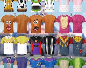 Woody Jessie Buzz Lightyear Costume T-Shirt, Toy Story Cosplay Costume Shirt, Toy Story Characters Cosplay Tee, Halloween All Over Print Tee