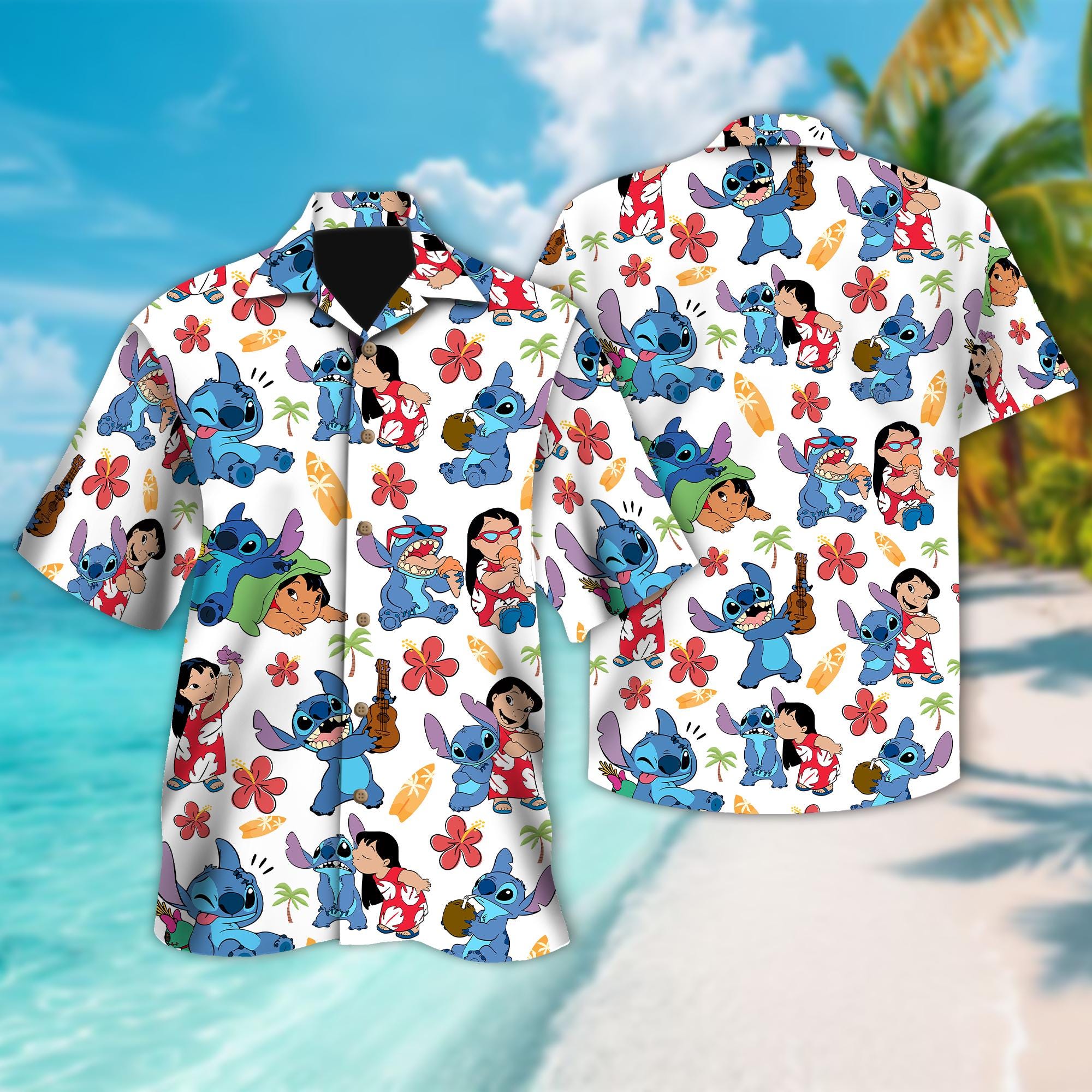 Discover Disney Lilo & Stitch Aloha Hawaiian Shirt, Disney Stitch Hawaiian Shirt, Disneyland Summer Vacation Shirt, Disneyland Stitch Trip Tee