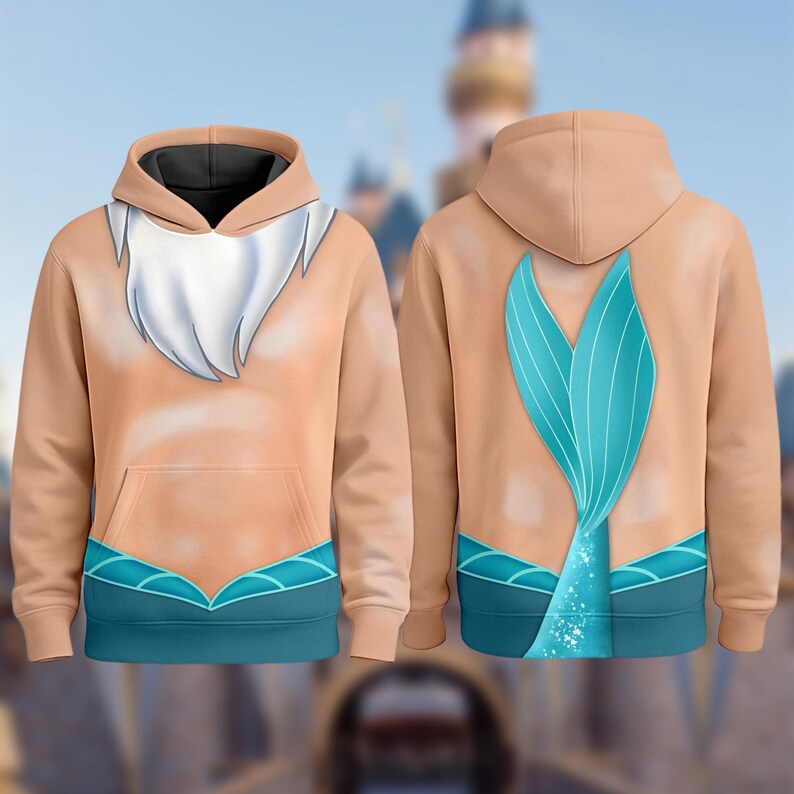 King Triton Costume Cosplay 3D T-Shirt, The Little Mermaid Dad Costume Hoodie, King Triton Men Tee, Ocean Dad Halloween Sweatshirt bild 2