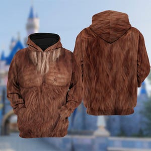 Bigfoot Monster Costume Hoodie, Bigfoot Character Cosplay Costume Hoodie, Halloween 3D Cosplay Outfit, Movie Character All Over Print Shirt 画像 1